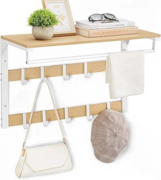 VASAGLE Perchero de Pared 10 Ganchos