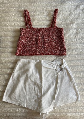 Conjunto de top y falda pantalón