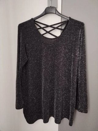 Blusa de Fiesta Negra y Plateada Talla XXL