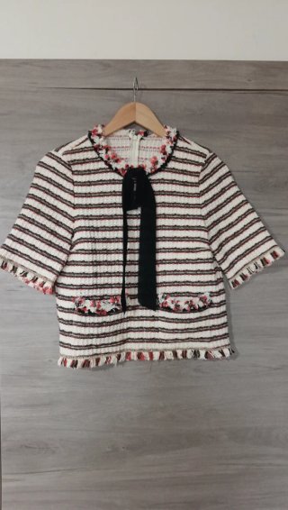 Top Zara de tweed con lazo