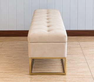 Banco Tapizado en Terciopelo Beige