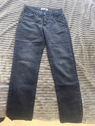 Pantalón Negro con Brillantes Zara