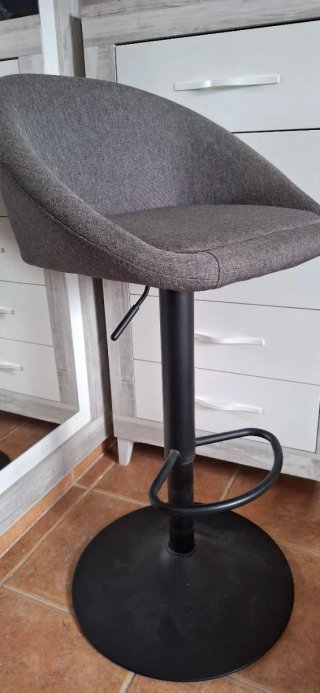 Taburete Alto Regulable Gris y Negro