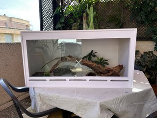 Terrario Blanco con Puertas de cristal Correderas
