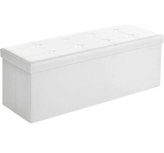 SONGMICS Baúl Otomano Plegable 110 cm Blanco