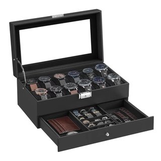 SONGMICS Caja Relojes 12 Compartimentos JWB012B03