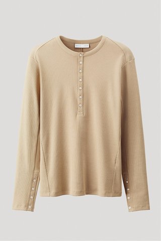 Camiseta Henley Beige