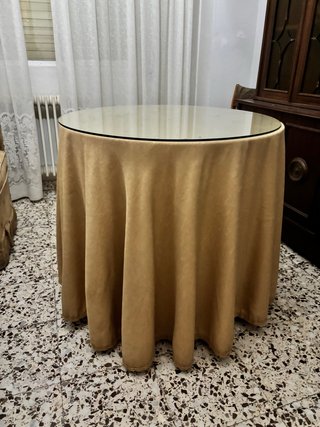 Mesa Camilla Redonda con cristal + BRASERo