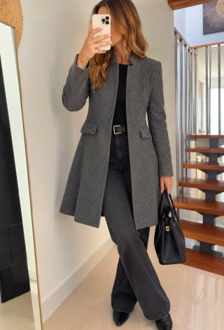 Abrigo Zara Gris con Lana