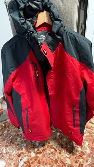 Chaqueta Impermeable Roja y Negra Talla XXL Unisex