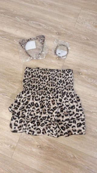 Conjunto de Leopardo con Diadema Falda, talla S
