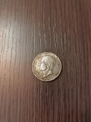 Antigua Moneda 2 Pesetas de Plata Alfonso XII 1882