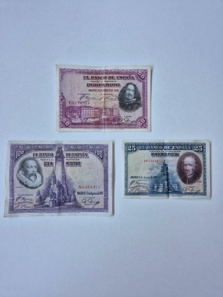 Set de 3 Billetes de Pesetas de 1928