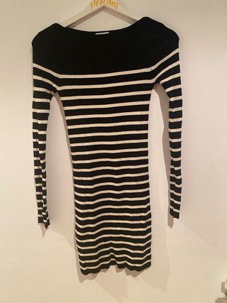 Vestido ajustado de rayas manga larga