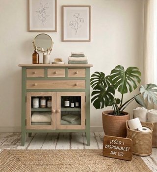 Mueble Auxiliar de Baño de Madera