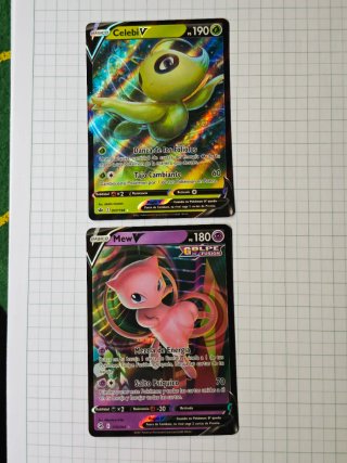 Lote 2 Cartas Pokémon TCG: Celebi V y Mew V