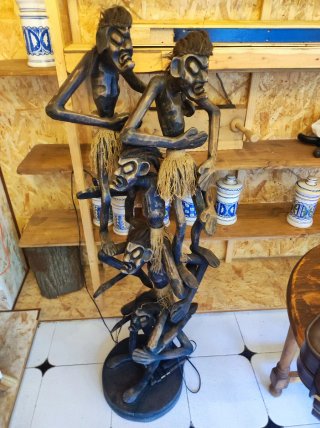 Lámpara Escultura Africana de Ébano