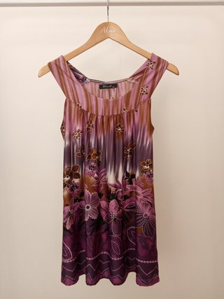 Blusa floral Boteli | Lila morado | Sin manga M L