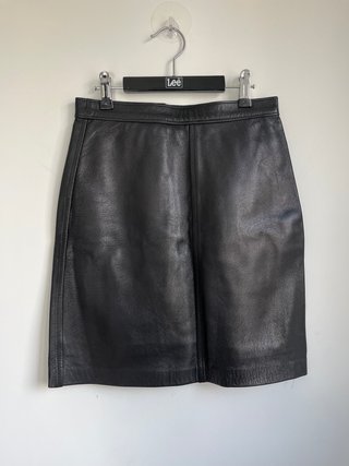 Minifalda de Piel Negra Años 70 Talla 38
