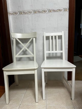Set de 2 sillas de madera blancas