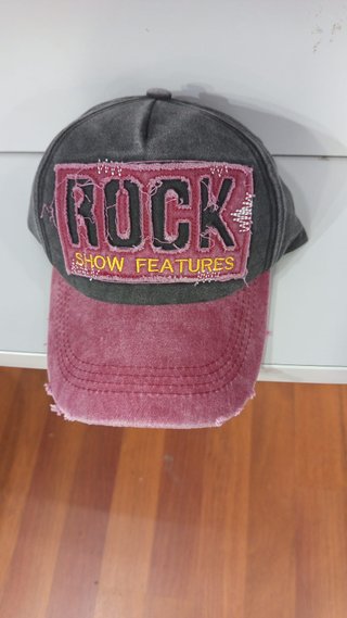 Gorra estilo vintage Rock gris y granate ajustable