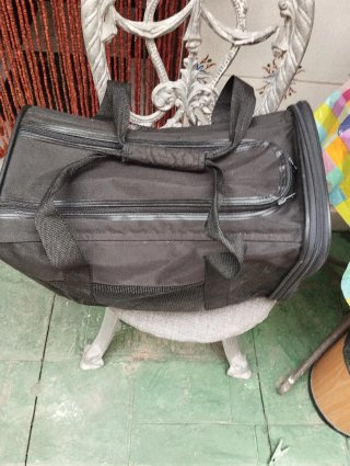 Transportín de lona negro con redes