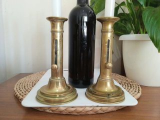 Pareja candelabros antiguo bronce con regulador