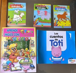 Lote 5 libros infantiles: Toti, inglés y colorear