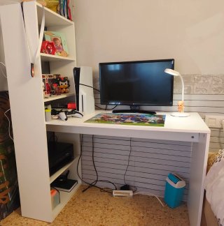 Escritorio con Estantería Integrada Blanco