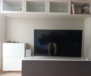 Mueble de Salón Modular Blanco y Marrón
