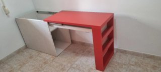 Mesa estudio Auxiliar Roja y Gris
