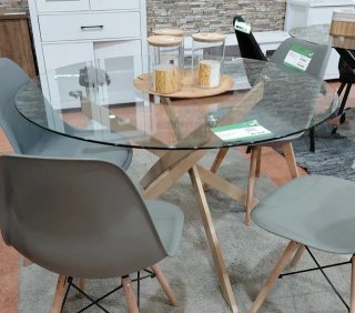 Mesa Redonda de Cristal Templado