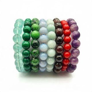 LOTE 8 PULSERAS DE MINERALES – CUENTAS 8/10 MM
