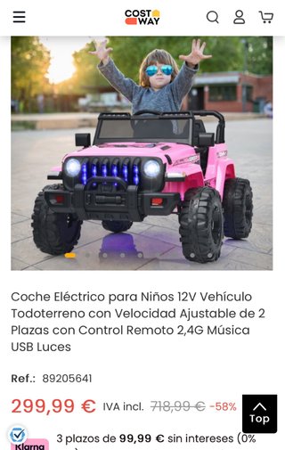 Coche Eléctrico Infantil COSTWAY Rosa