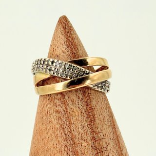Anillo Bicolor Oro 18K; Talla 12; 3,92g.