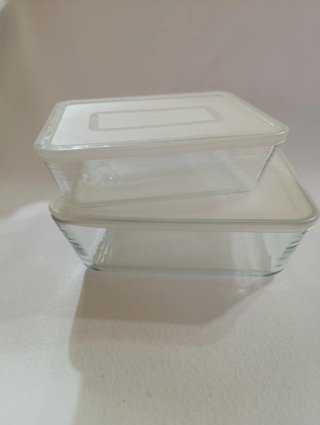 Lote 2 Recipientes de Vidrio con Tapa Pyrex