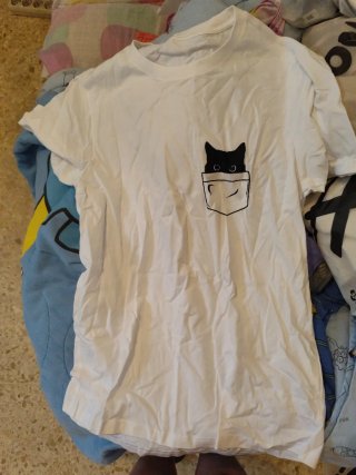 Camiseta Blanca con Estampado de Gato