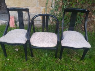 Set de 3 Sillas con Reposabrazos lavadas en negro