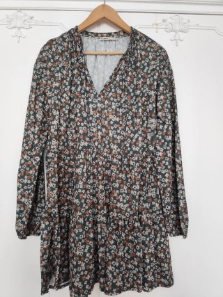 Vestido Manga Larga Estampado Flores