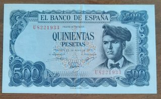 Billete 500 Pesetas 1971 Jacinto Benavente