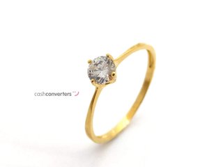 sortija oro 18k con piedra con circonita