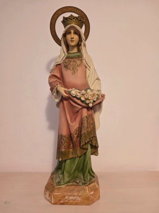 Antigua Talla Santa Isabel de Hungría 42cm Olot