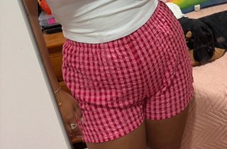 Pantalones Cortos de Cuadros Rosa