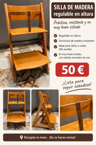 Silla de madera regulable para niños