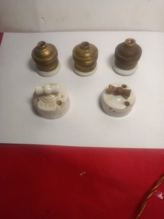 Set de 3 Portámparas de Latón y 2 Interruptores