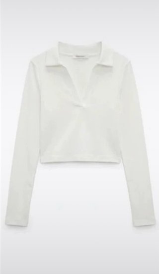 Camiseta Manga Larga Zara Blanca Talla S