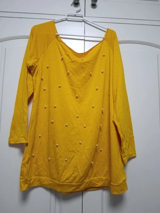 Camiseta retro Amarilla con Perlas talla L