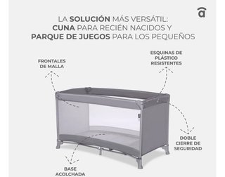 Cuna de Viaje y Parque de Juegos Gris