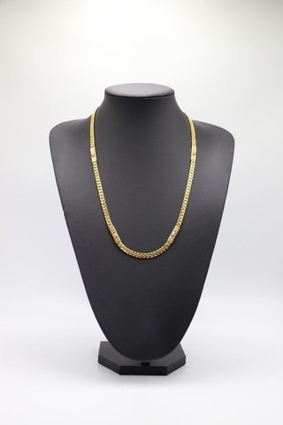 CADENA CUBANA MEDUSA CIERRE CIRCONITAS. Oro 18k.