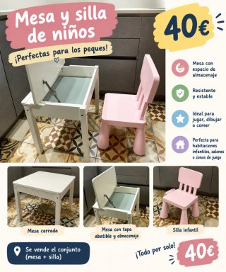 Conjunto de Mesa y Silla Infantil